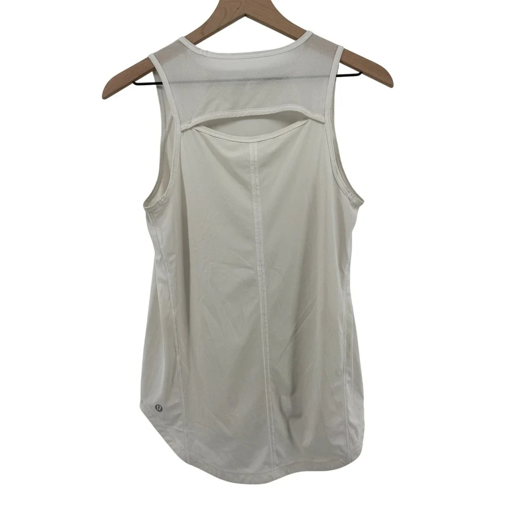 Lululemon Sculpt Tank Top White Women‎ 4 Mesh Lightweight Athleisure W1H81S READ